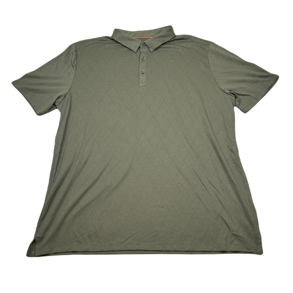 Modern Ambition Golf Polo Shirt Mens 2XL Green‎ Diamond Pattern Technical